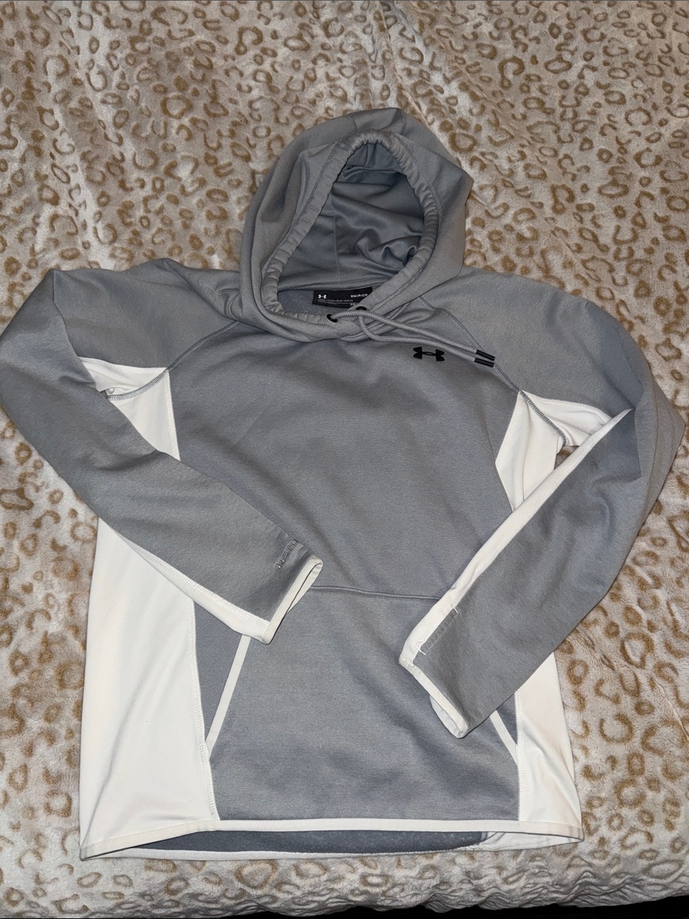 Under Armour Gray and White Pullover Hoodie